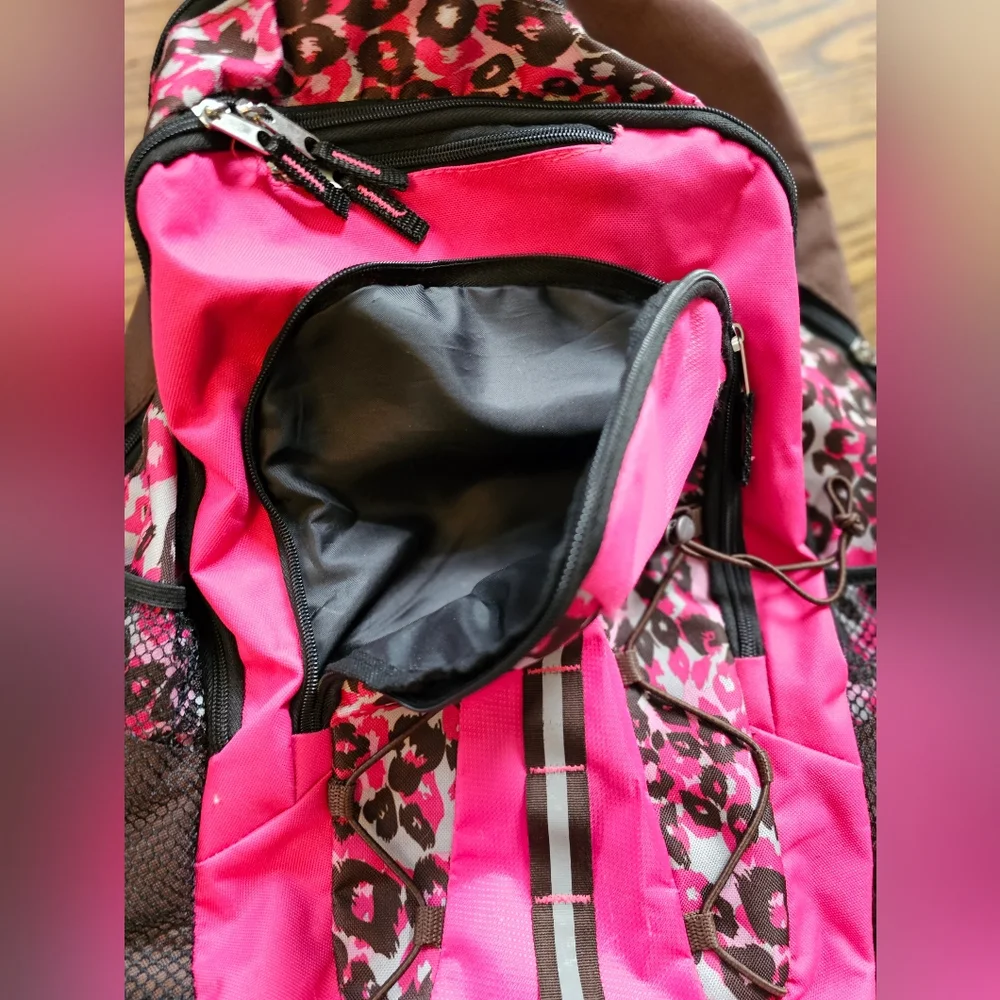 Pink Black Leopard Print Lightweight Backpack